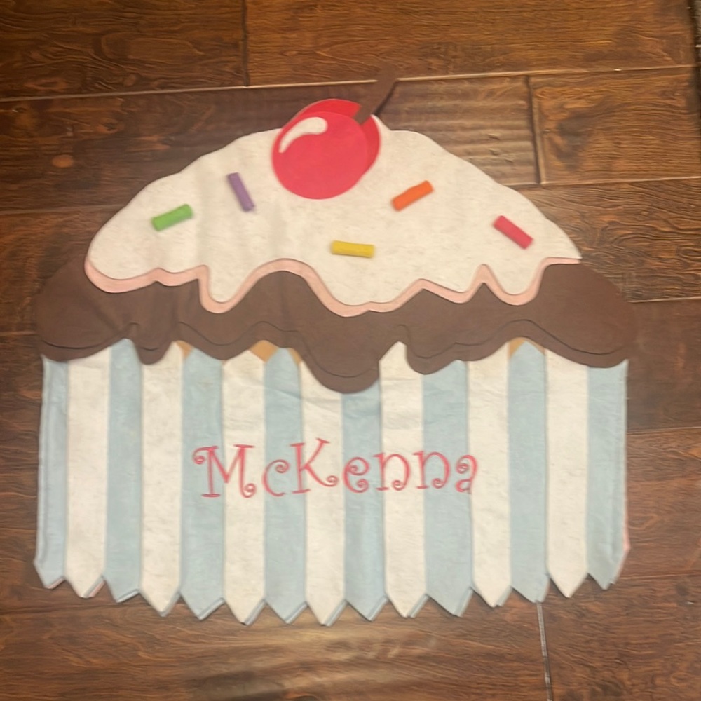 personalized cupcake chair cover to celebrate the birthday girl